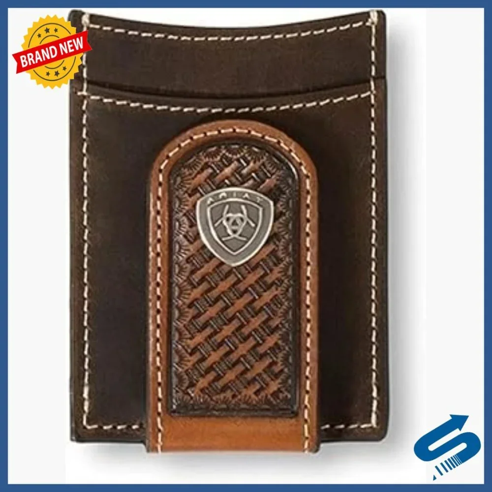 Magnetic Money Clip with Leather Card Case, 5 Slots